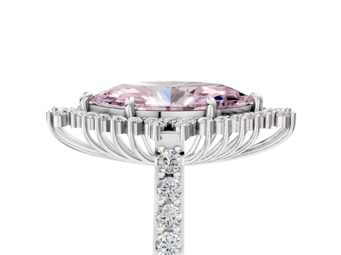 White gold Fancy Pink Marquise Cut Cut Diamond Sunburst Halo Engagement Ring with Pavé Band_17