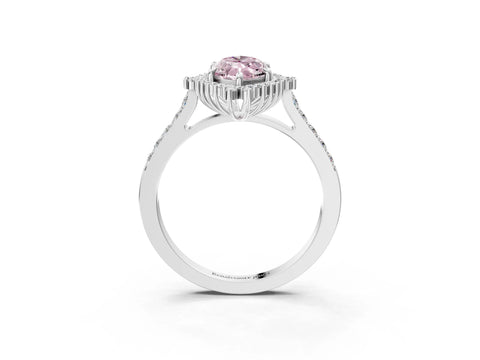 White gold Fancy Pink Marquise Cut Cut Diamond Sunburst Halo Engagement Ring with Pavé Band_3