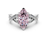White gold Fancy Pink Marquise Cut Cut Diamond Twisted Band with Milgrain Pave Setting and Four-Prong Setting_12