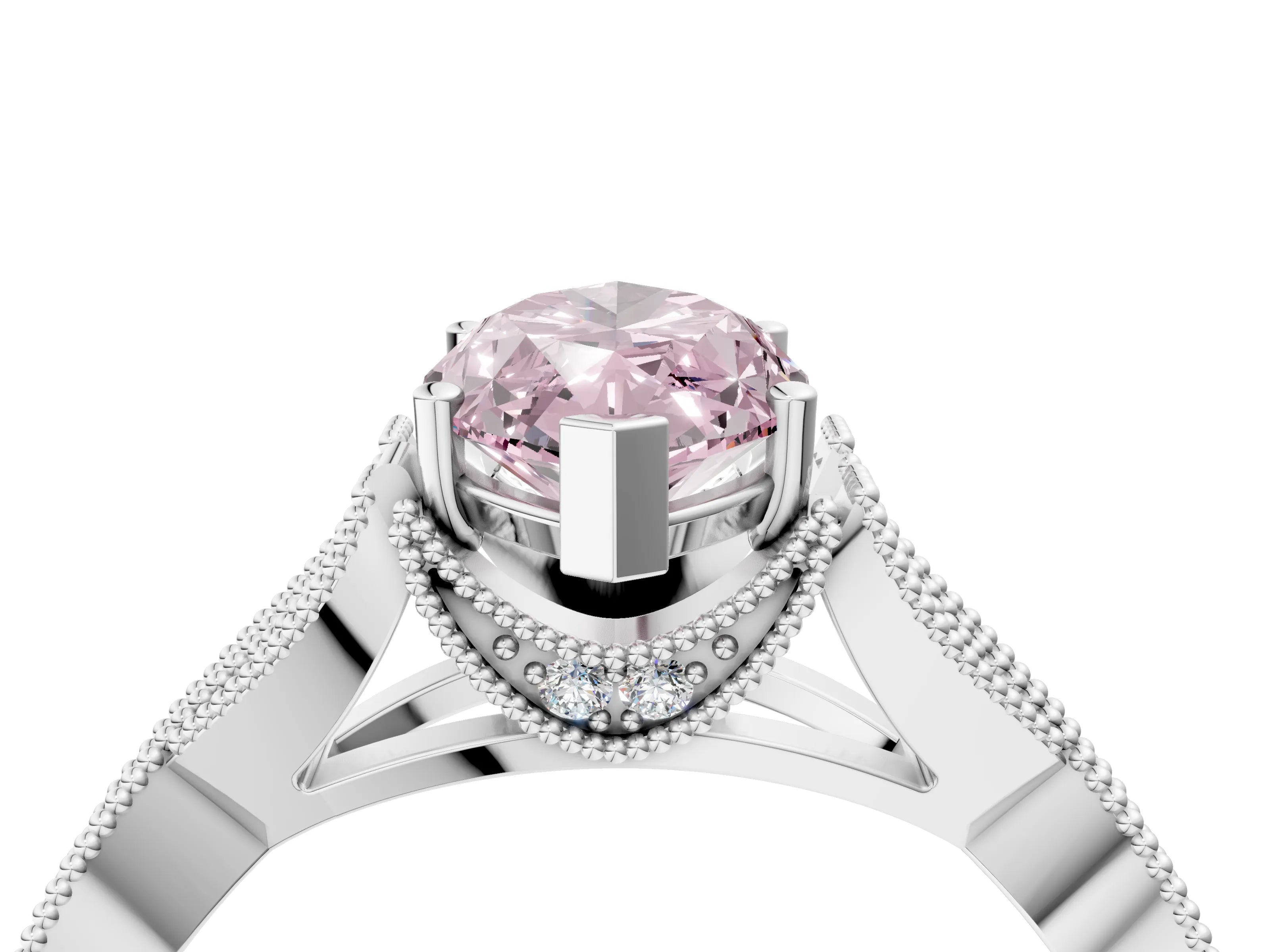 White gold Fancy Pink Marquise Cut Cut Diamond Twisted Band with Milgrain Pave Setting and Four-Prong Setting_16