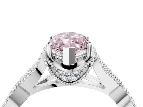 White gold Fancy Pink Marquise Cut Cut Diamond Twisted Band with Milgrain Pave Setting and Four-Prong Setting_16
