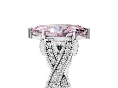 White gold Fancy Pink Marquise Cut Cut Diamond Twisted Band with Milgrain Pave Setting and Four-Prong Setting_17