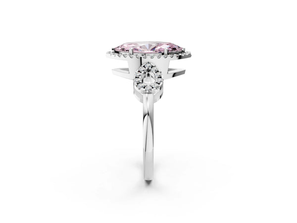 White gold Fancy Pink Marquise Cut Cut Halo Diamond Infinity Band with Four-Prong Setting