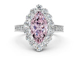 White gold Fancy Pink Marquise Cut Cut Halo Diamond Pavé Engagement Ring with Milgrain Detailing_12