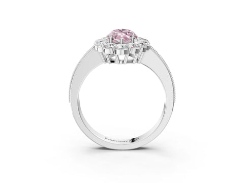 White gold Fancy Pink Marquise Cut Cut Halo Diamond Pavé Engagement Ring with Milgrain Detailing_15