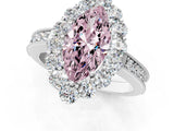 White gold Fancy Pink Marquise Cut Cut Halo Diamond Pavé Engagement Ring with Milgrain Detailing_49