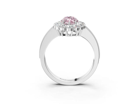 White gold Fancy Pink Marquise Cut Cut Halo Diamond Pavé Engagement Ring with Milgrain Detailing_51