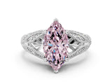 White gold Fancy Pink Marquise Cut Cut Milgrain Pave Diamond Engagement Ring with Four-Prong Setting_3