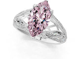 White gold Fancy Pink Marquise Cut Cut Milgrain Pave Diamond Engagement Ring with Four-Prong Setting_4