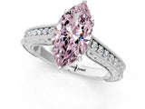 White gold Fancy Pink Marquise Cut Cut Pave Band Milgrain Solitaire Ring_1