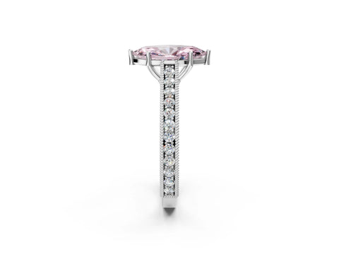 White gold Fancy Pink Marquise Cut Cut Pave Band Milgrain Solitaire Ring_2