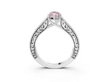White gold Fancy Pink Marquise Cut Cut Pave Band Milgrain Solitaire Ring_3