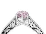 White gold Fancy Pink Marquise Cut Cut Pave Band Milgrain Solitaire Ring_4