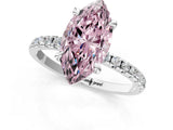White gold Fancy Pink Marquise Cut Diamond Brilliant Solitaire Ring with Pavé Band and Four-Prong Setting_1