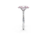 White gold Fancy Pink Marquise Cut Diamond Brilliant Solitaire Ring with Pavé Band and Four-Prong Setting_2