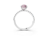 White gold Fancy Pink Marquise Cut Diamond Brilliant Solitaire Ring with Pavé Band and Four-Prong Setting_3