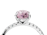 White gold Fancy Pink Marquise Cut Diamond Brilliant Solitaire Ring with Pavé Band and Four-Prong Setting_4