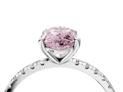 White gold Fancy Pink Marquise Cut Diamond Brilliant Solitaire Ring with Pavé Band and Four-Prong Setting_4