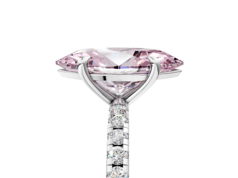 White gold Fancy Pink Marquise Cut Diamond Brilliant Solitaire Ring with Pavé Band and Four-Prong Setting_5