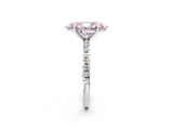 White gold Fancy Pink Marquise Cut Diamond Brilliant Solitaire Ring with Pavé Band and Four-Prong Setting_8