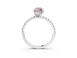 White gold Fancy Pink Marquise Cut Diamond Brilliant Solitaire Ring with Pavé Band and Four-Prong Setting_9