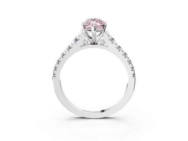 Platinum Marquise Graduated Cathedral Engagement Ring Setting for Fancy Pink Center