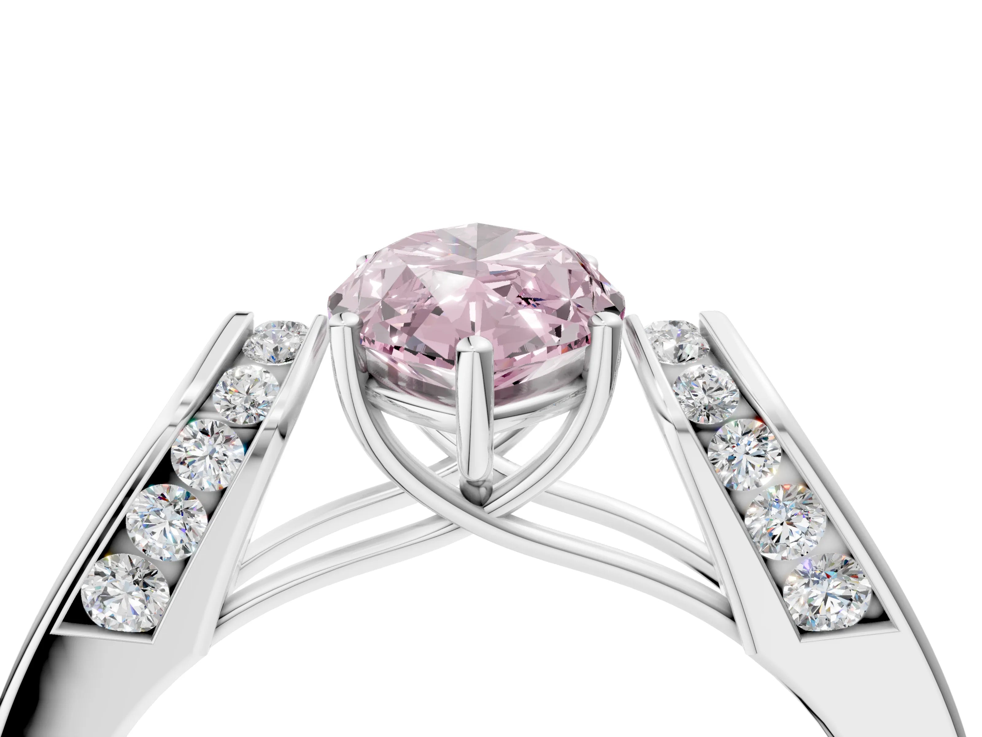 White gold Fancy Pink Marquise Cut Diamond Channel Set Solitaire Ring with Four-Prong Setting_53