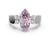 White gold Fancy Pink Marquise Cut Diamond Channel Set Solitaire Ring with Four-Prong Setting_56