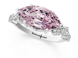 White gold Fancy Pink Marquise Cut Diamond Cluster Pavé Band with Four-Prong Setting_13