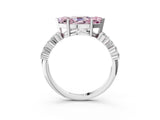 White gold Fancy Pink Marquise Cut Diamond Cluster Pavé Band with Four-Prong Setting_15