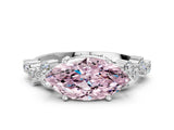 White gold Fancy Pink Marquise Cut Diamond Cluster Pavé Band with Four-Prong Setting_3