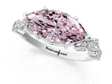 White gold Fancy Pink Marquise Cut Diamond Cluster Pavé Band with Four-Prong Setting_4