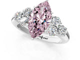 White gold Fancy Pink Marquise  Cut Diamond Cluster Ring with Round Accent Stones and Prong Setting on a Classic Band_50