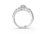 White gold Fancy Pink Marquise  Cut Diamond Cluster Ring with Round Accent Stones and Prong Setting on a Classic Band_52