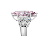 White gold Fancy Pink Marquise  Cut Diamond Cluster Ring with Round Accent Stones and Prong Setting on a Classic Band_54