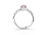 White gold Fancy Pink Marquise Cut Diamond Cluster Side Stone Solitaire Ring with Prong Setting_93