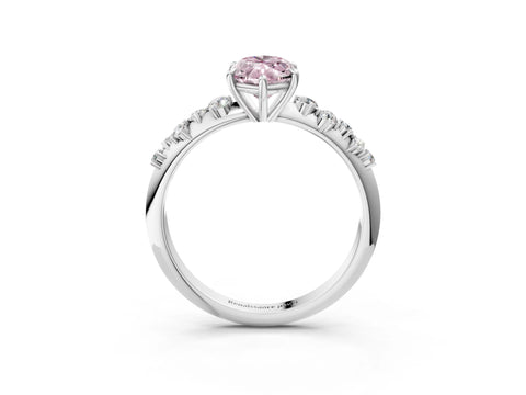 Silver 0.50 Carat D VVS2 Marquise Diamond Cluster Side Stone Solitaire Ring with Prong Setting