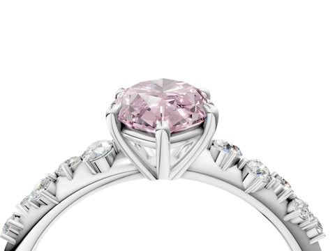 Silver 0.50 Carat D VVS2 Marquise Diamond Cluster Side Stone Solitaire Ring with Prong Setting