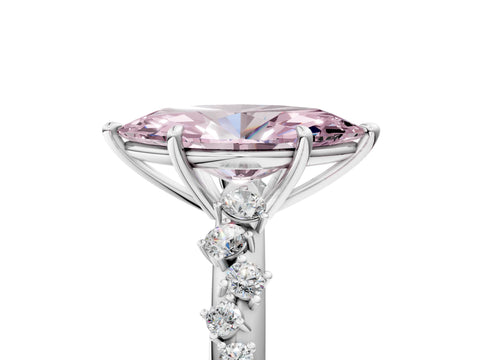 Silver 0.50 Carat D VVS2 Marquise Diamond Cluster Side Stone Solitaire Ring with Prong Setting