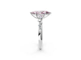 White gold Fancy Pink Marquise Cut Diamond Cluster Side Stone Solitaire Ring with Prong Setting_96