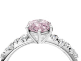 White gold Fancy Pink Marquise Cut Diamond Cluster Side Stone Solitaire Ring with Prong Setting_98