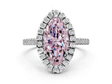 White gold Fancy Pink Marquise Cut Diamond Cushion Halo Ring with Pavé Band_12
