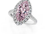 White gold Fancy Pink Marquise Cut Diamond Cushion Halo Ring with Pavé Band_13