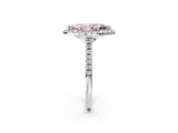 White gold Fancy Pink Marquise Cut Diamond Cushion Halo Ring with Pavé Band_14