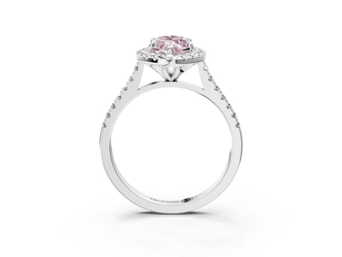 White gold Fancy Pink Marquise Cut Diamond Cushion Halo Ring with Pavé Band_15