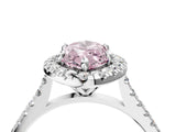 White gold Fancy Pink Marquise Cut Diamond Cushion Halo Ring with Pavé Band_16