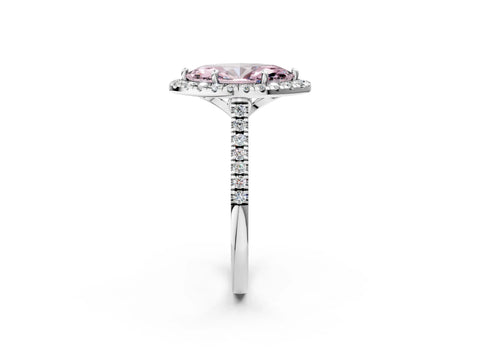 White gold Fancy Pink Marquise Cut Diamond Cushion Halo Ring with Pavé Band_2