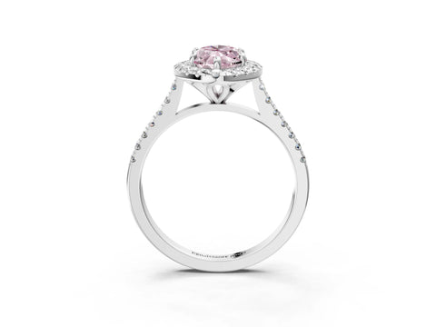 White gold Fancy Pink Marquise Cut Diamond Cushion Halo Ring with Pavé Band_3