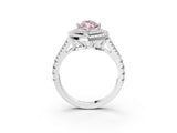 White gold Fancy Pink Marquise Cut Diamond Double Halo Ring with Pavé Band and Prong Setting_102