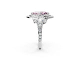 White gold Fancy Pink Marquise Cut Diamond Double Halo Ring with Pavé Band and Prong Setting_112
